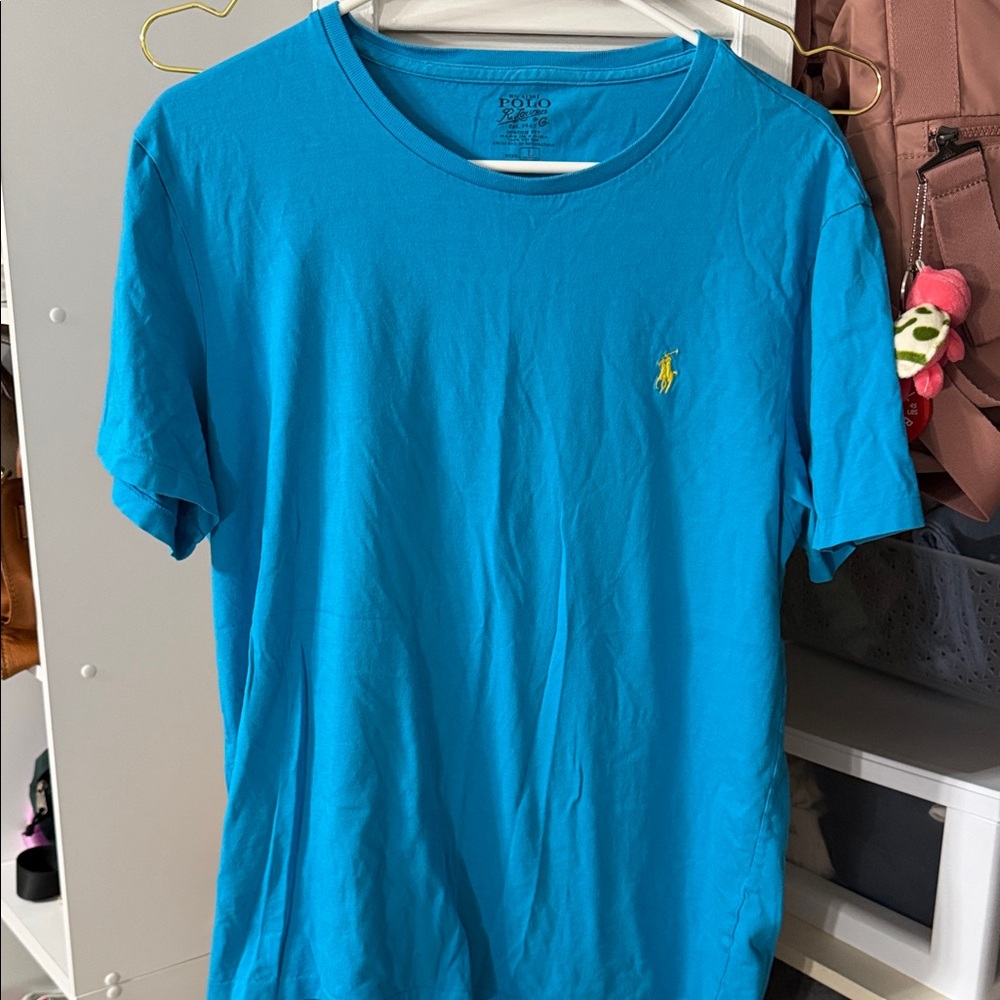 Polo by Ralph Lauren Short Sleeve Crew Tee in Bright Turquoise with Yellow Pony